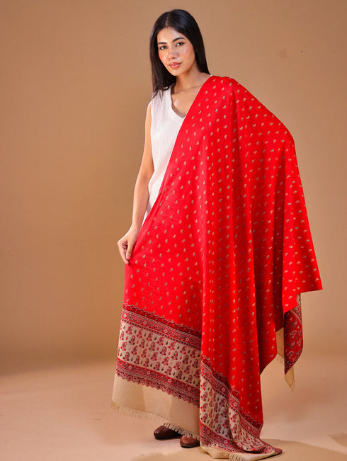 Women's Jamawar Aari Embroidery Wool Shawl